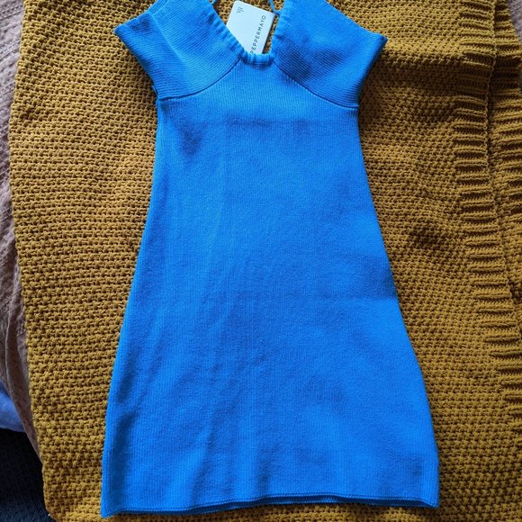 Peppermayo Blue Woven Mini Dress AU Size 8 - Picture 4 of 4